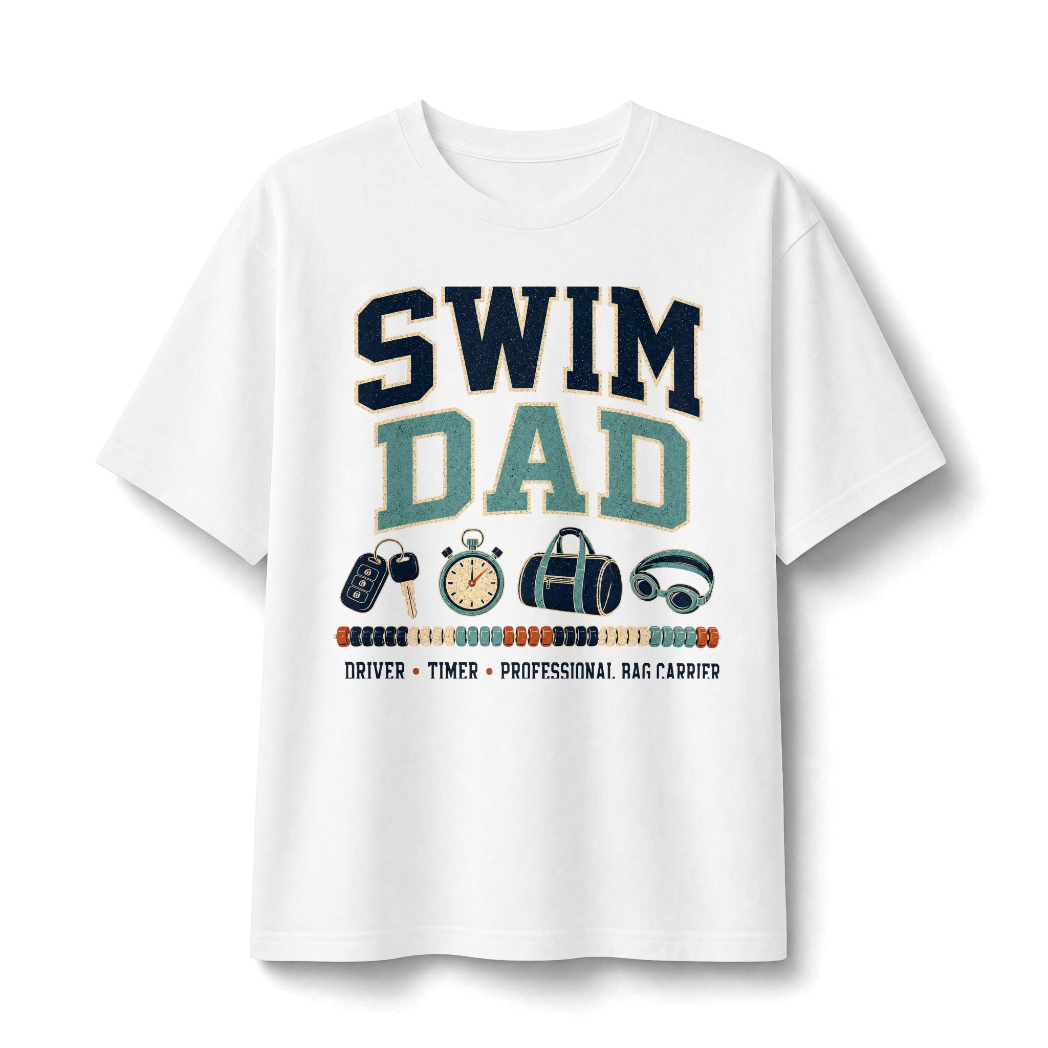 Swim Dad T-Shirt | Swim Coach Stop Watch Goggles Bag |dad gift|