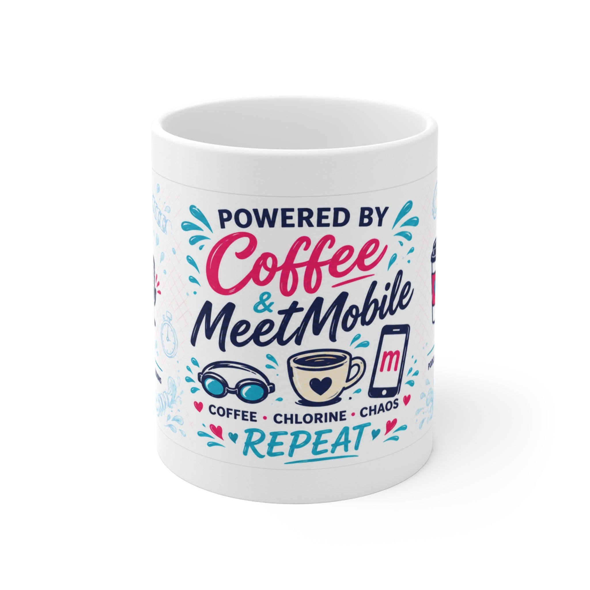 Powered by Coffee & MeetMobile Mug | Swim Moms of NJ Podcast Coffee Mug