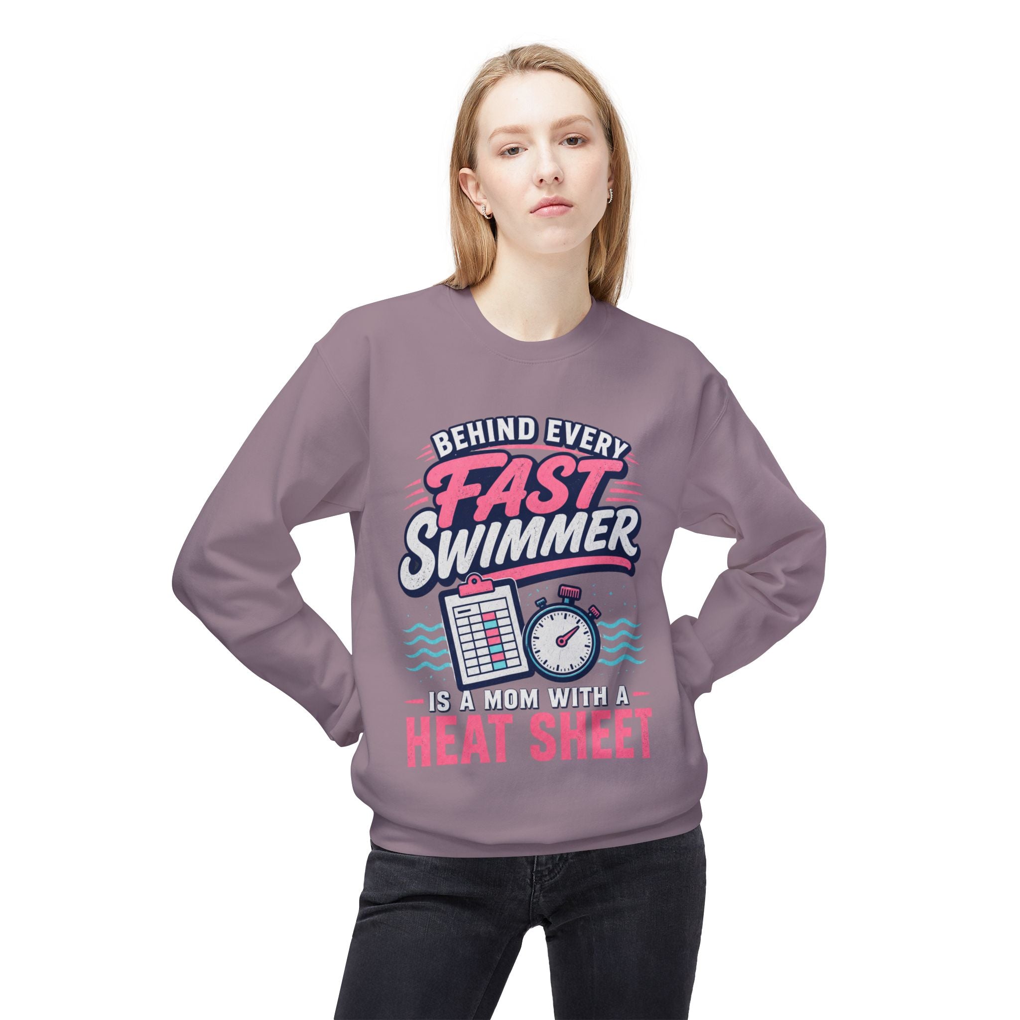 Fast Swimmer Mom heat sheet Sweatshirt | Swimming Mom Crewneck