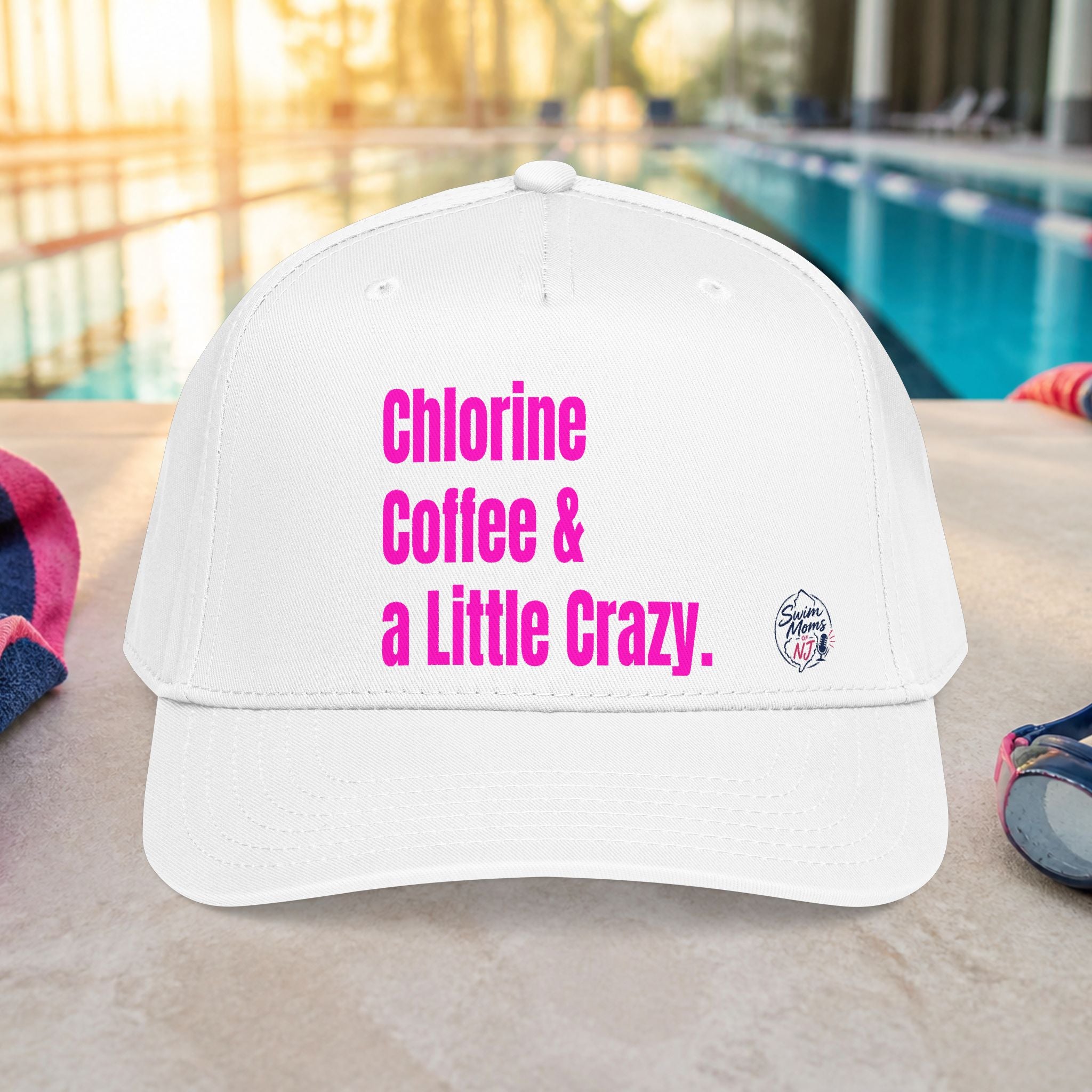 Chlorine Coffee & a Little Crazy Mid Profile Baseball Cap | Swim Team Hat