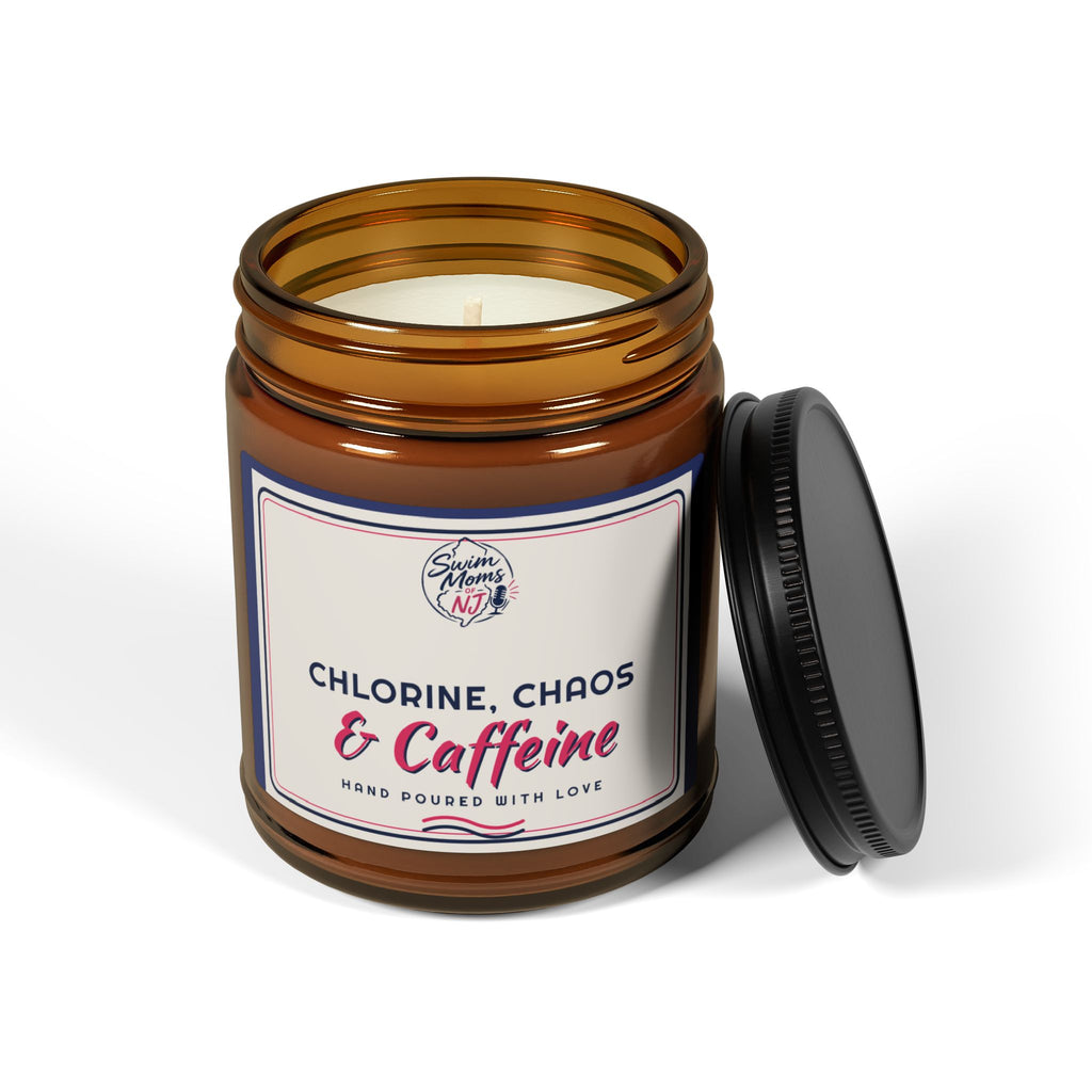 Chlorine Chaos & Caffeine Candle Soy Candle | Amber Jar, Swim Mom Scent