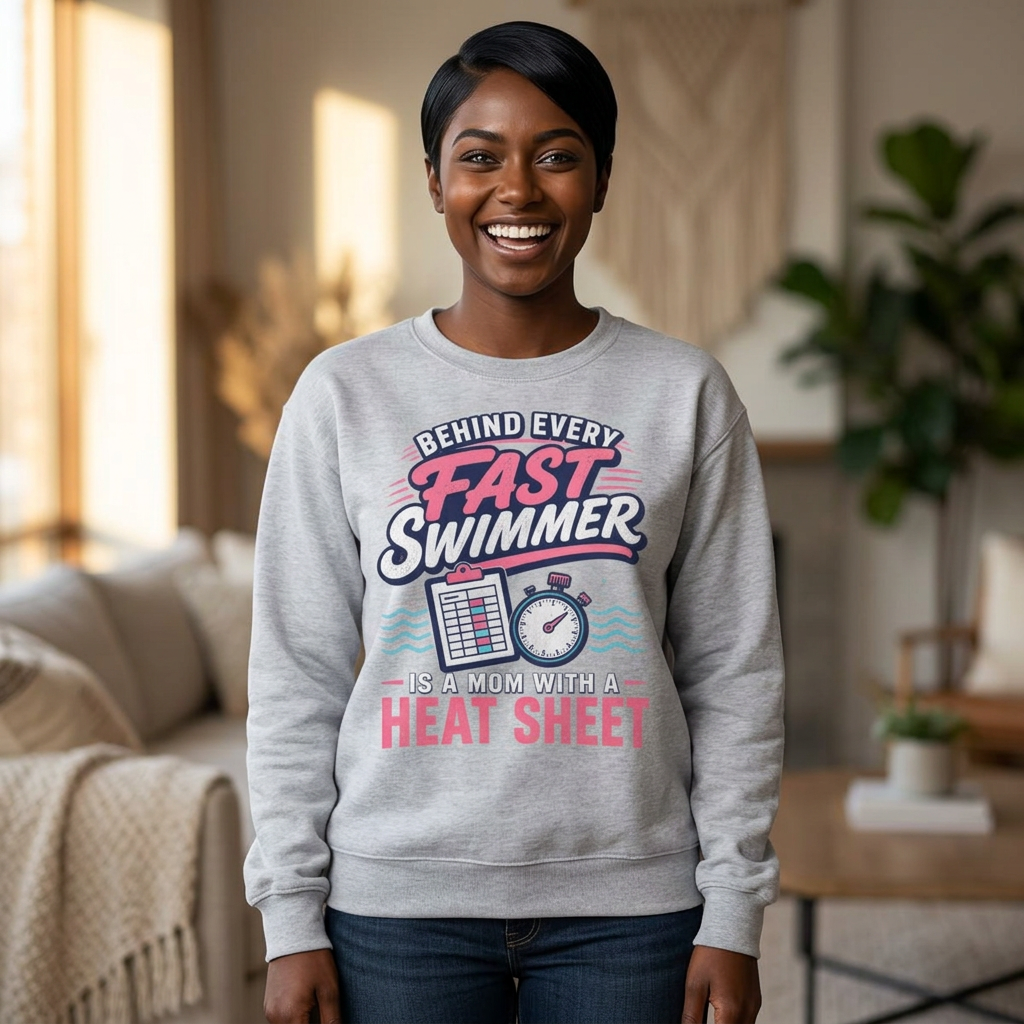 Fast Swimmer Mom heat sheet Sweatshirt | Swimming Mom Crewneck