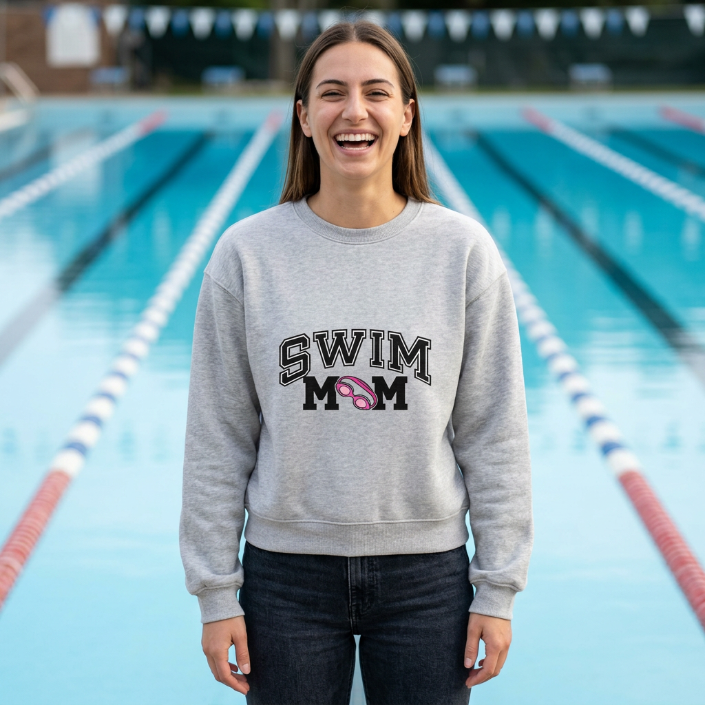 Swim Mom sweatshirt | Mom Swim Team Crewneck, Pink Athletic Mom Top