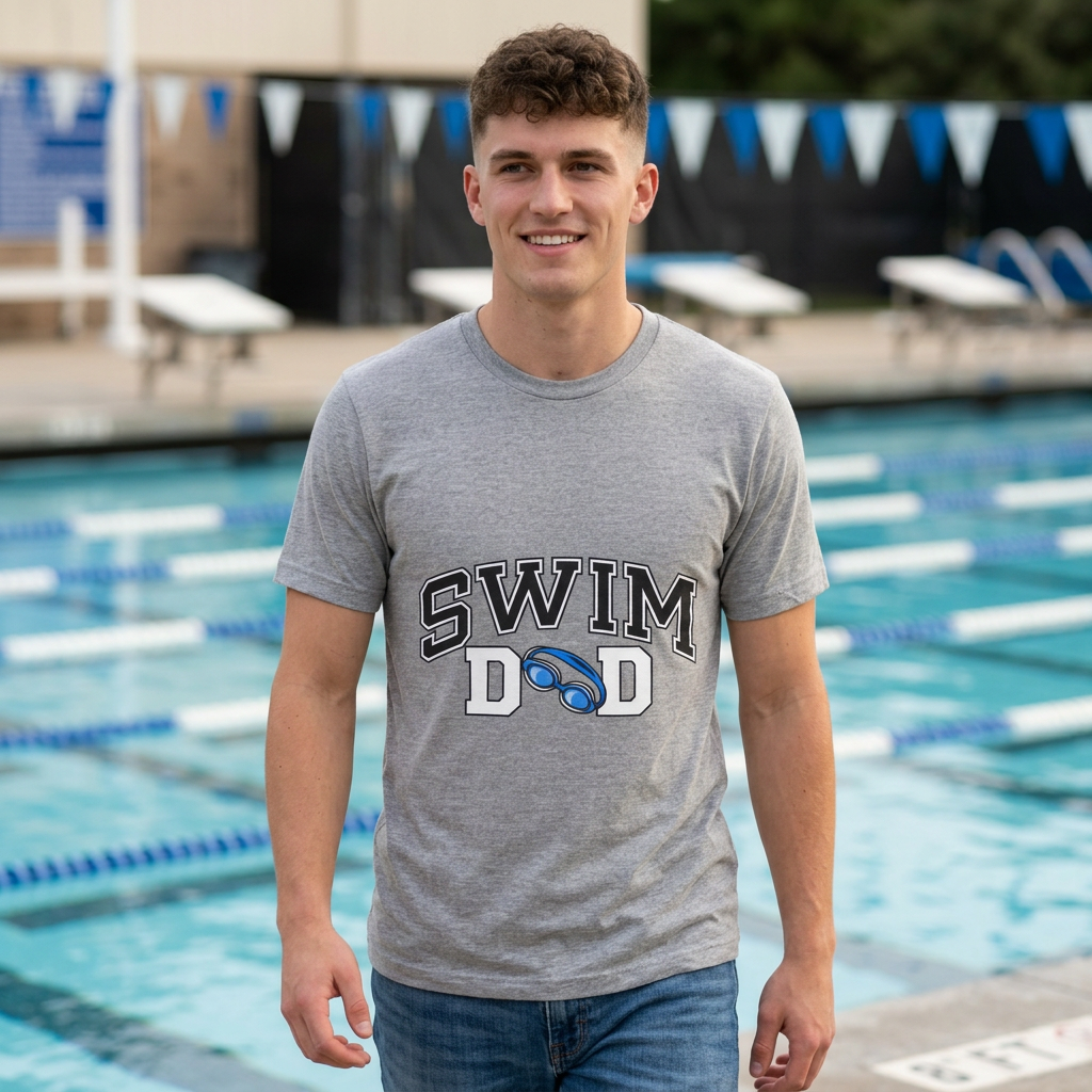 Swim Dad T-Shirt | Swim Coach Goggles Design, Athletic Pool Tee
