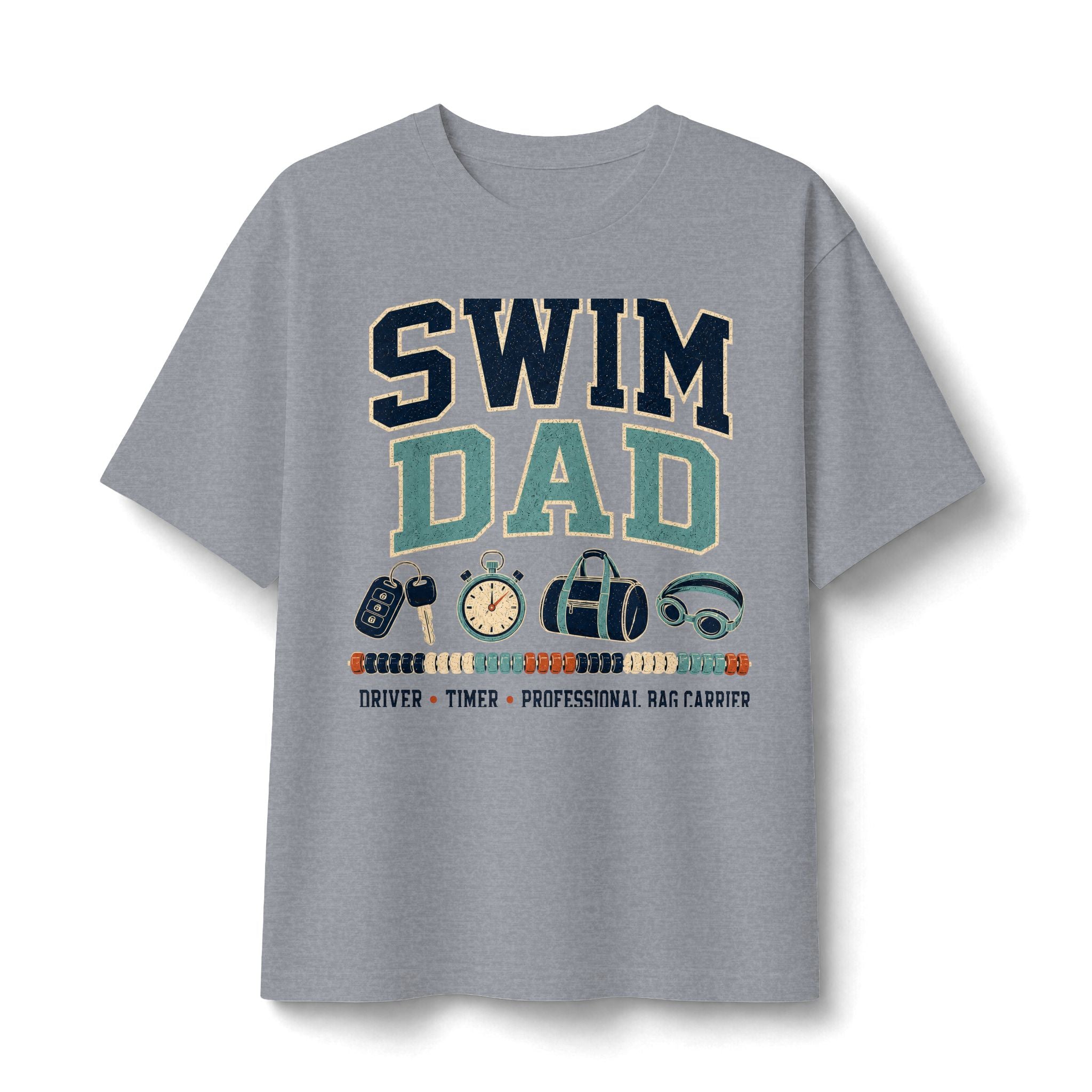 Swim Dad T-Shirt | Swim Coach Stop Watch Goggles Bag |dad gift|
