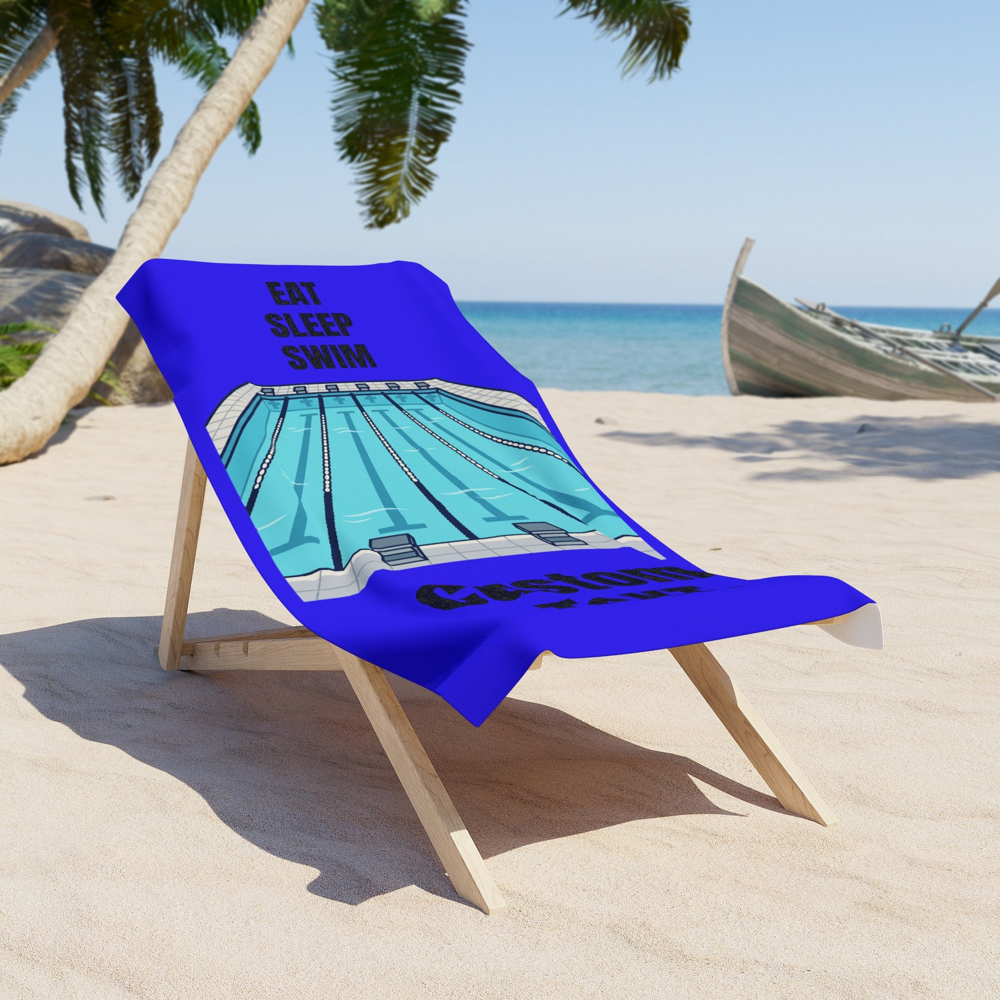 Eat Sleep Swim Beach Towel | Custom Text Pool Lane Graphic