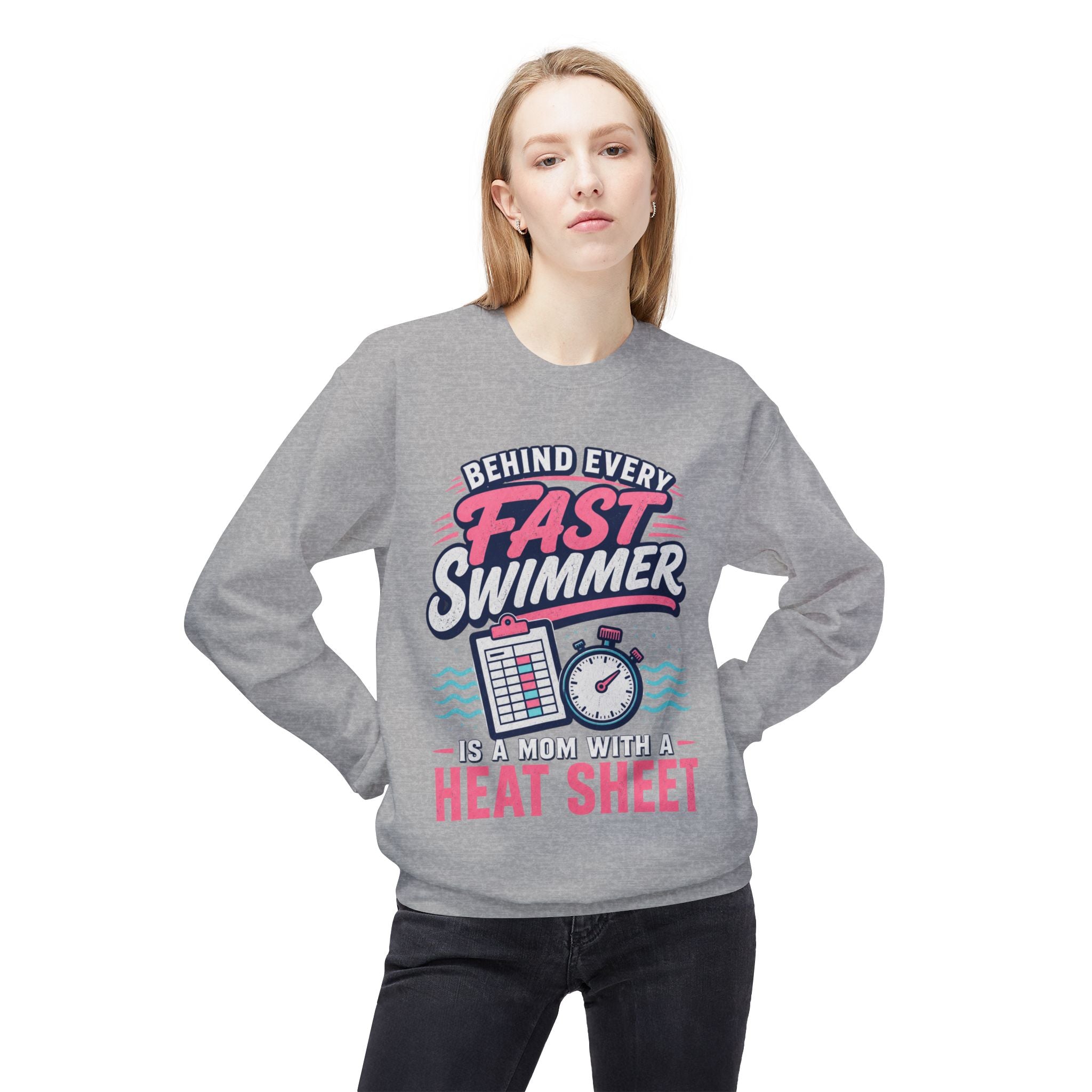 Fast Swimmer Mom heat sheet Sweatshirt | Swimming Mom Crewneck