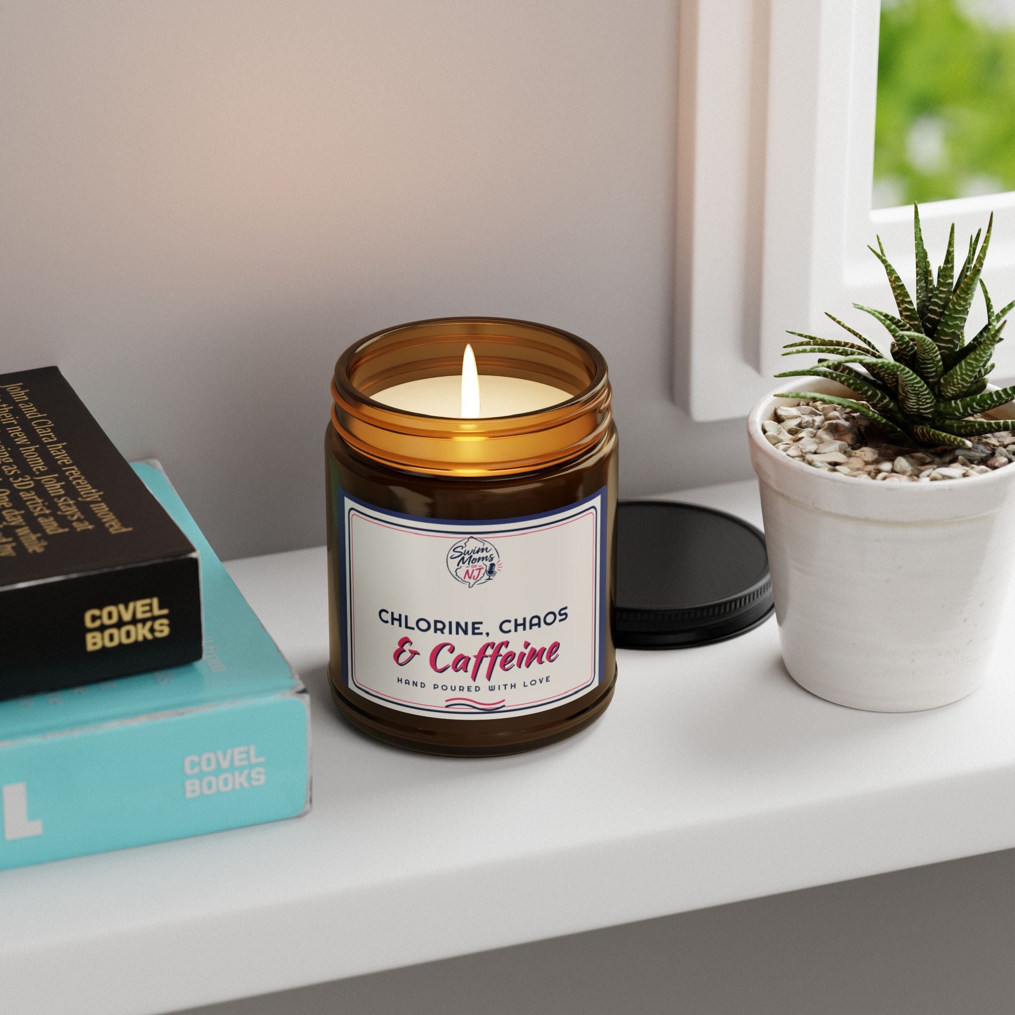 Chlorine Chaos & Caffeine Candle Soy Candle | Amber Jar, Swim Mom Scent
