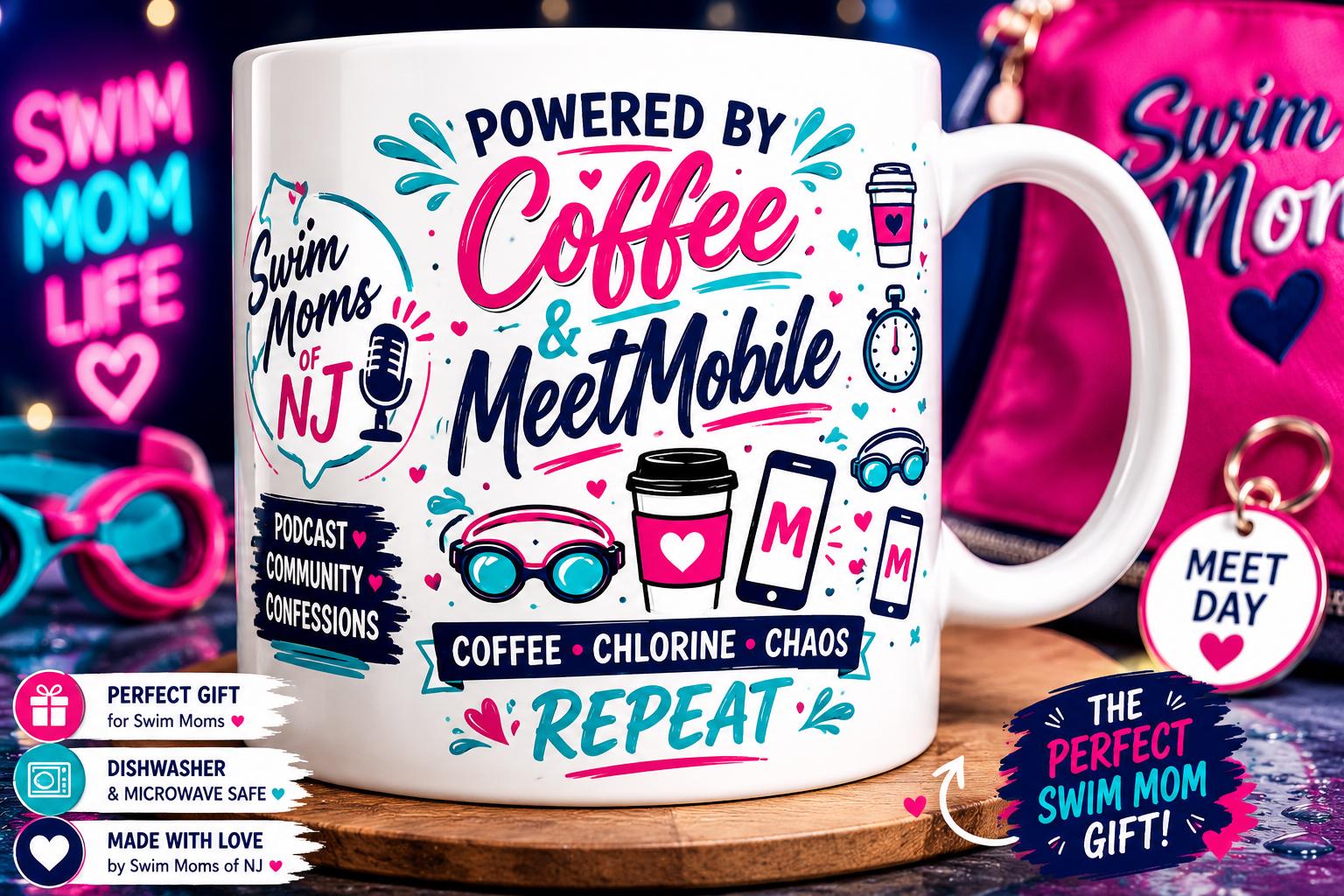 Swim Mom Coffee Mug | Powered by Coffee & MeetMobile, NJ Podcast