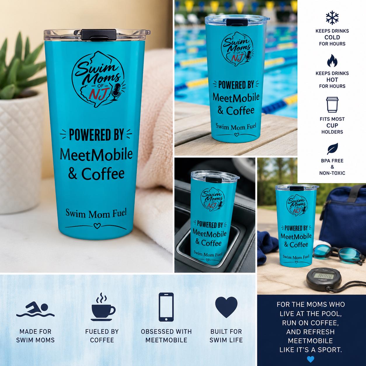 Swim Mom Fuel Tumbler  Insulated Travel Mug for Swimming Parents