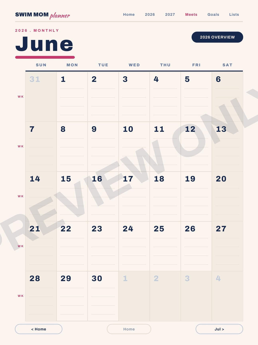 Swim Mom Planner 2026-2027 | Digital PDF, Swim Meet Tracker, Goals (Download)