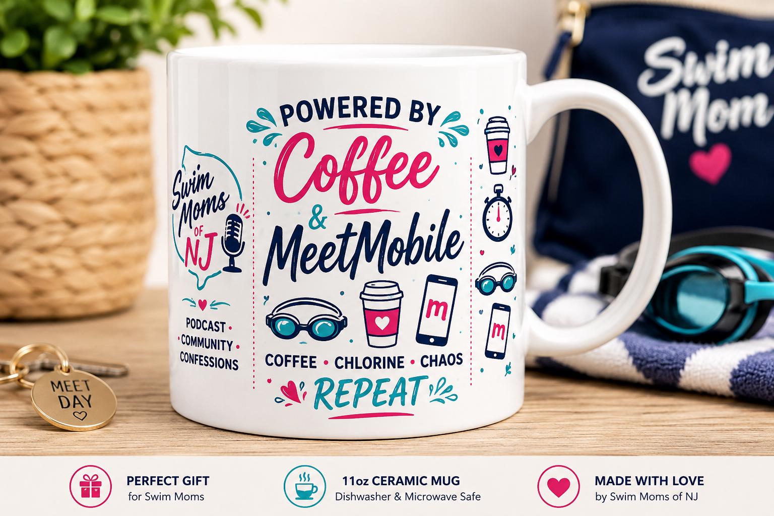 Swim Mom Coffee Mug | Powered by Coffee & MeetMobile, NJ Podcast