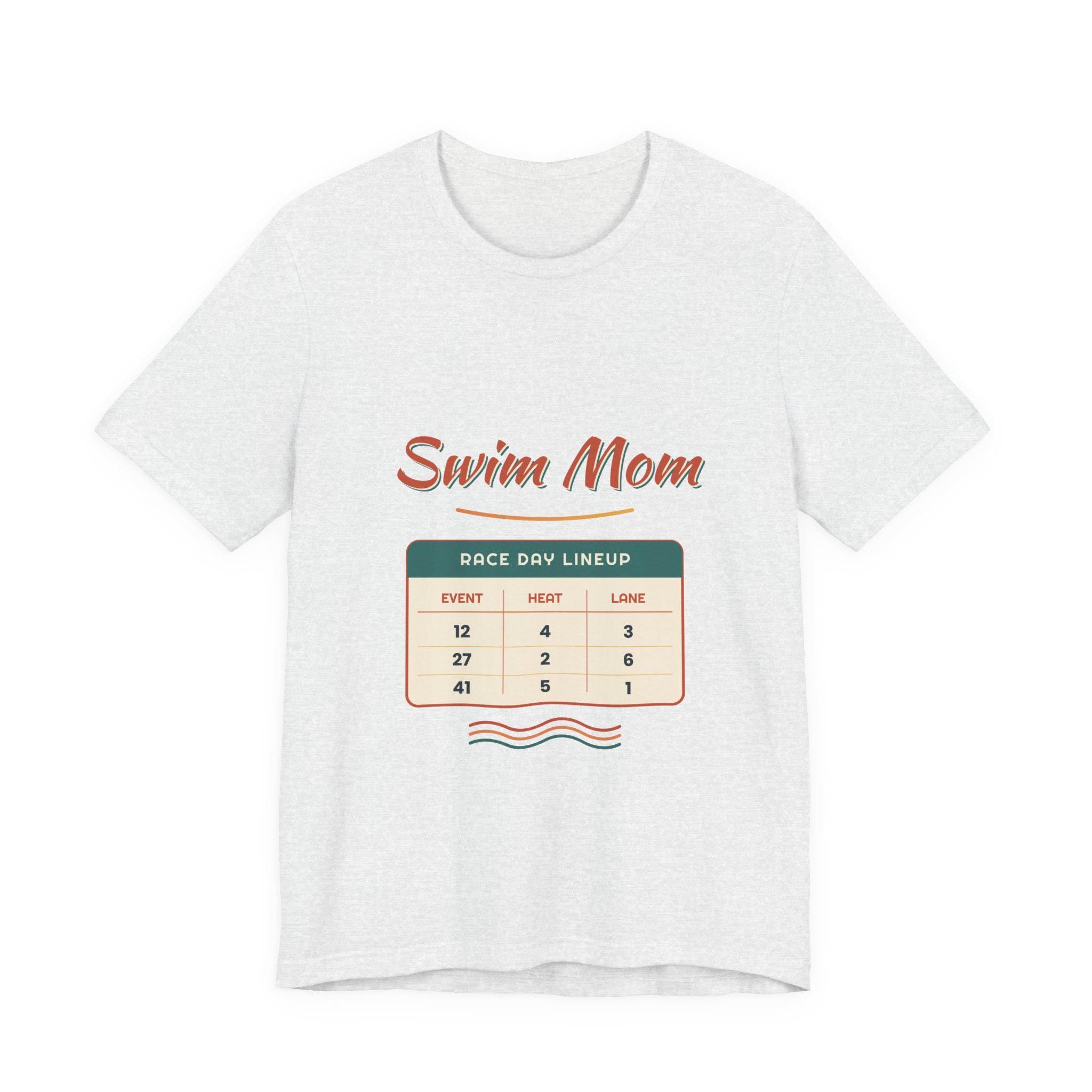 Swim Mom Race Day Lineup Tee | Swim Team Shirt Event.  Heat. Lane. Cheer. Repeat. Funny Swimming Mom Meet T-Shirt Swimmer Mom Gift