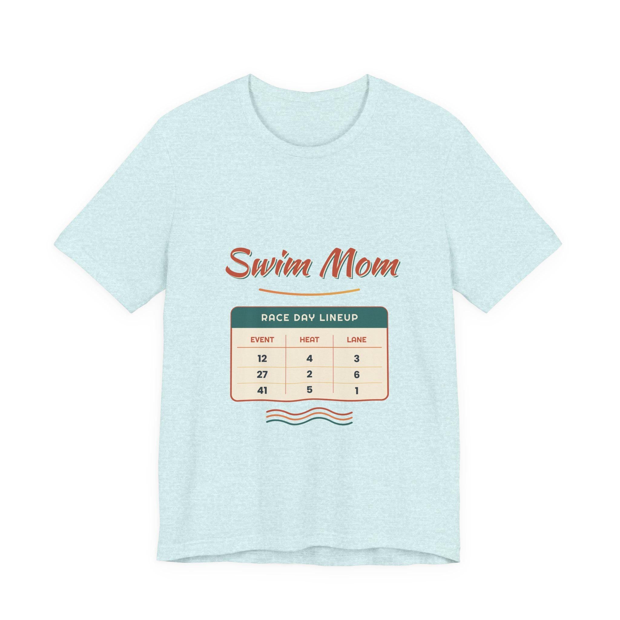 Swim Mom Race Day Lineup Tee | Swim Team Shirt Event.  Heat. Lane. Cheer. Repeat. Funny Swimming Mom Meet T-Shirt Swimmer Mom Gift
