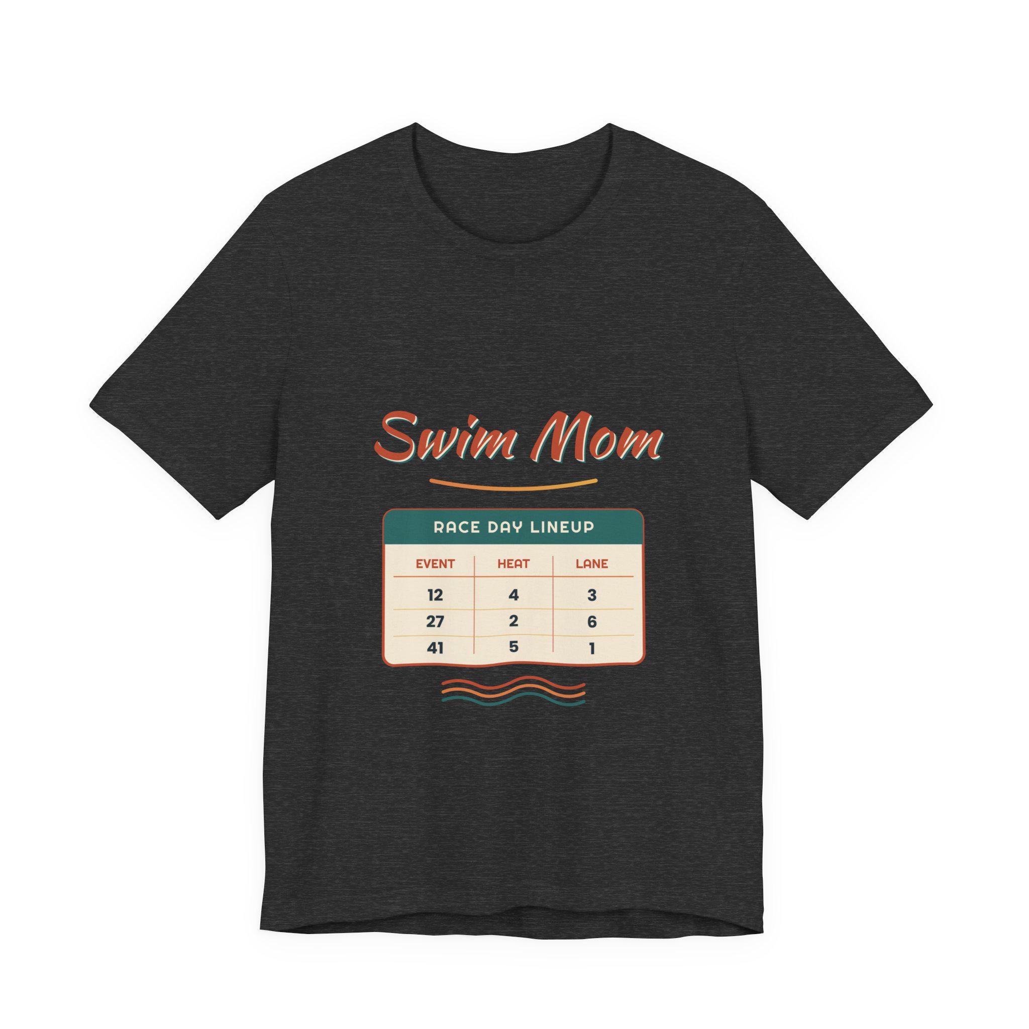 Swim Mom Race Day Lineup Tee | Swim Team Shirt Event.  Heat. Lane. Cheer. Repeat. Funny Swimming Mom Meet T-Shirt Swimmer Mom Gift