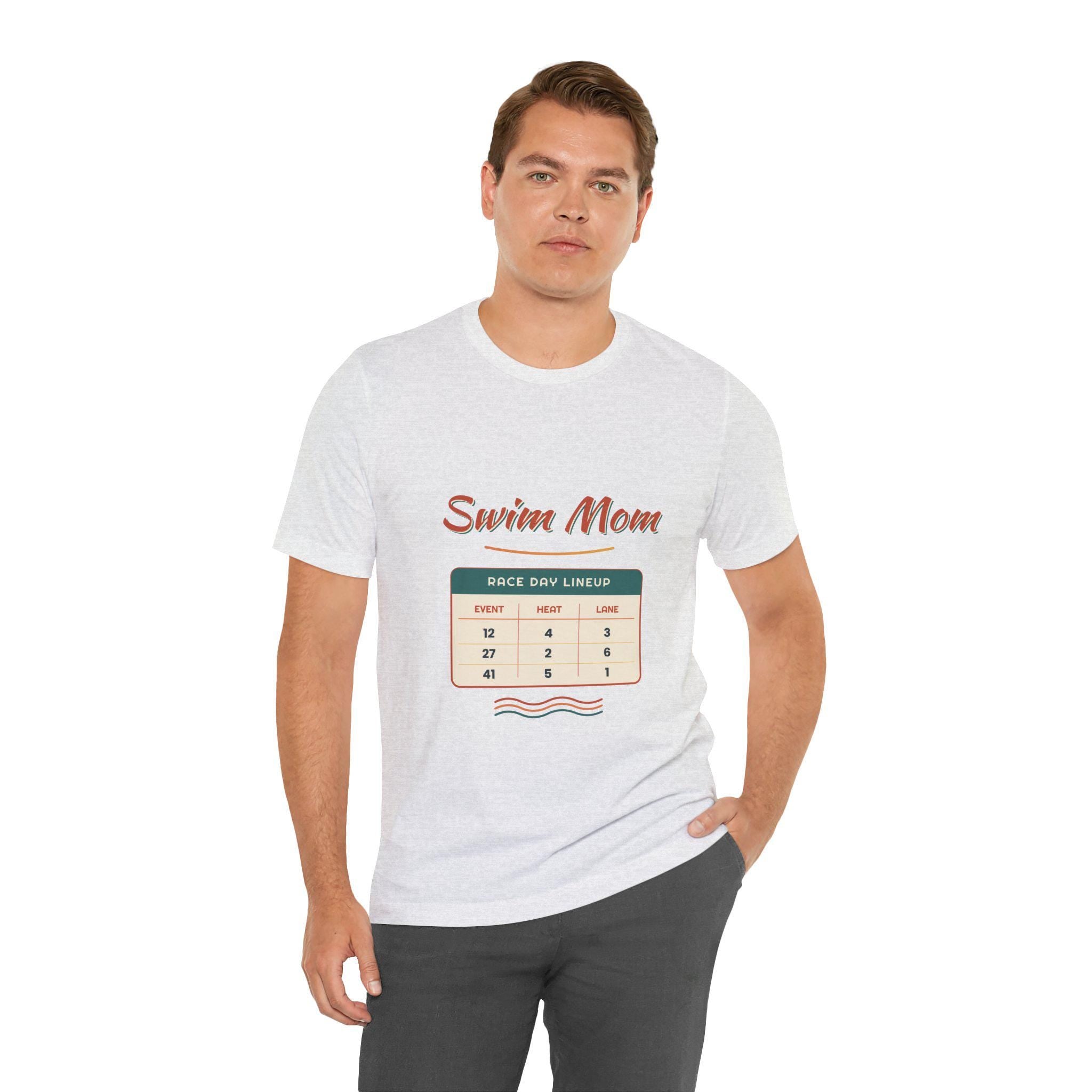 Swim Mom Race Day Lineup Tee | Swim Team Shirt Event.  Heat. Lane. Cheer. Repeat. Funny Swimming Mom Meet T-Shirt Swimmer Mom Gift