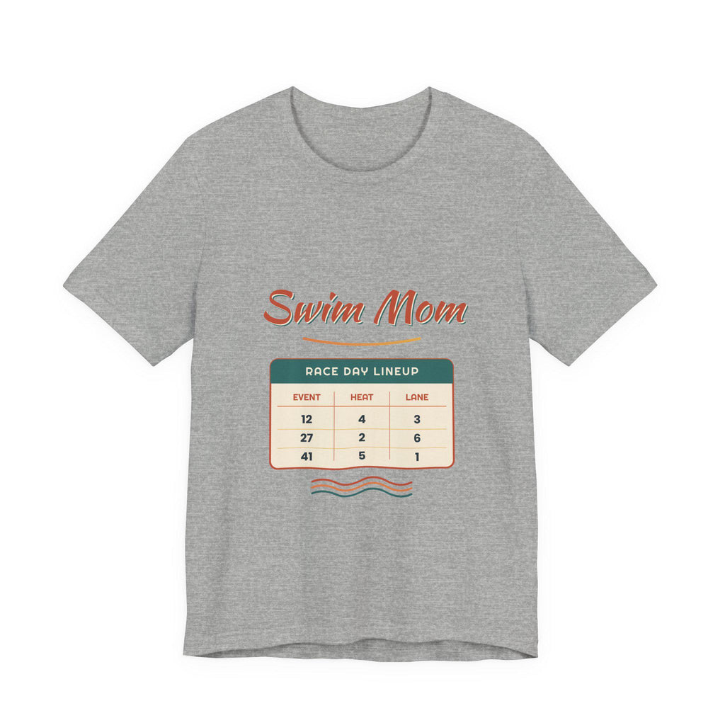 Swim Mom Race Day Lineup Tee | Swim Team Shirt Event.  Heat. Lane. Cheer. Repeat. Funny Swimming Mom Meet T-Shirt Swimmer Mom Gift