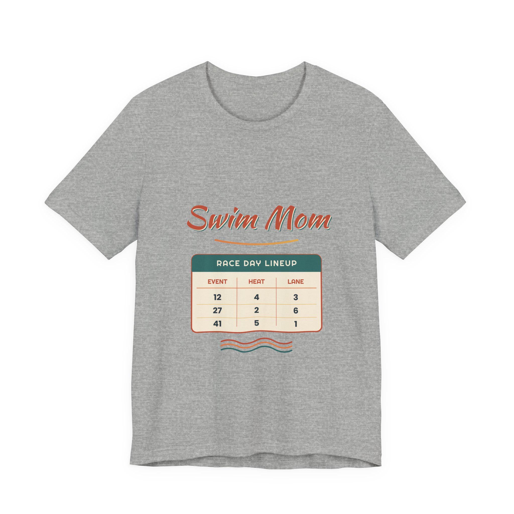 Swim Mom Race Day Lineup Tee | Swim Team Shirt Event.  Heat. Lane. Cheer. Repeat. Funny Swimming Mom Meet T-Shirt Swimmer Mom Gift